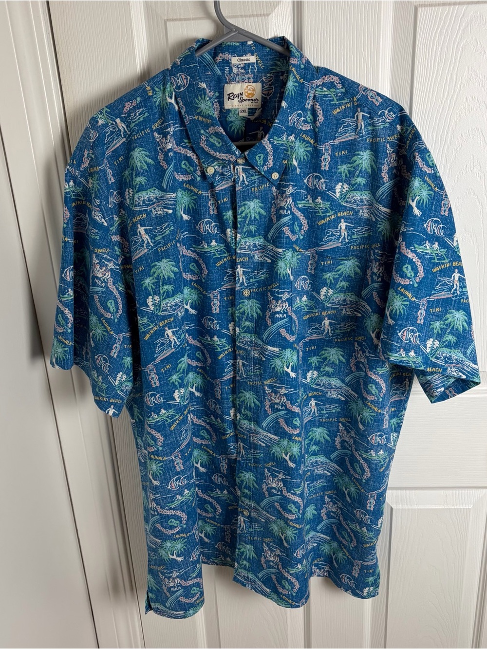Reyn Spooner Blue Hawaiian Short-Sleeve Button-Up Shirt XXL